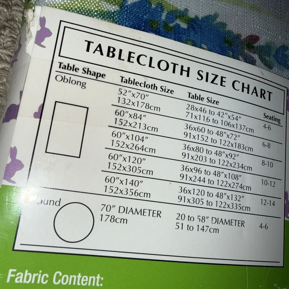 Easter Tablecloth Bunnies Spring Pattern 60x104 Rectangle 2022 New Hobby Lobby